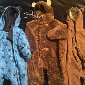 Baby Snowsuit Bundle - Blue Star and Brown Bear